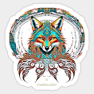 Tribal Fox psychadelic allure Sticker